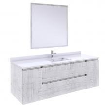 Fresca Bath FVN31-123612RWH - Fresca Formosa 60'' Wall Hung Single Sink Modern Bathroom Vanity w/ Mirror in Rustic Whi