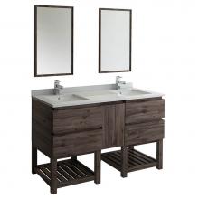 Fresca Bath FVN31-241224ACA-FS - Fresca Formosa 60'' Floor Standing Double Sink Modern Bathroom Vanity w/ Open Bottom &am