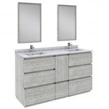 Fresca Bath FVN31-241224ASH-FC - Formosa 60'' Floor Standing Double Sink Modern Bathroom Vanity w/ Mirrors in Ash