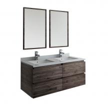 Fresca Bath FVN31-2424ACA - Fresca Formosa 48'' Wall Hung Double Sink Modern Bathroom Vanity w/ Mirrors in Acacia