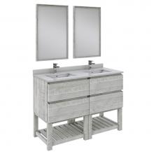 Fresca Bath FVN31-2424ASH-FS - Formosa 48'' Floor Standing Double Sink Modern Bathroom Vanity w/ Open Bottom & Mirr