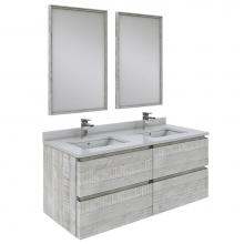 Fresca Bath FVN31-2424ASH - Fresca Formosa 48'' Wall Hung Double Sink Modern Bathroom Vanity w/ Mirrors in Sage Gray