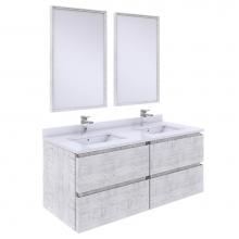 Fresca Bath FVN31-2424RWH - Formosa 48'' Wall Hung Double Sink Modern Bathroom Vanity w/ Mirrors in Rustic White