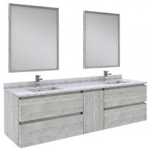 Fresca Bath FVN31-301230ASH - Formosa 72'' Wall Hung Double Sink Modern Bathroom Vanity w/ Mirrors in Ash