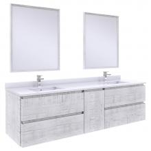 Fresca Bath FVN31-301230RWH - Fresca Formosa 72'' Wall Hung Double Sink Modern Bathroom Vanity w/ Mirrors in Rustic Wh