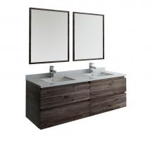 Fresca Bath FVN31-3030ACA - Fresca Formosa 60'' Wall Hung Double Sink Modern Bathroom Vanity w/ Mirrors in Acacia