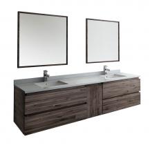 Fresca Bath FVN31-361236ACA - Fresca Formosa 84'' Wall Hung Double Sink Modern Bathroom Vanity w/ Mirrors in Acacia