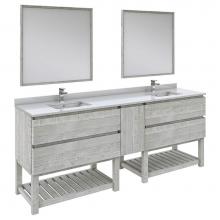 Fresca Bath FVN31-361236ASH-FS - Formosa 84'' Floor Standing Double Sink Modern Bathroom Vanity w/ Open Bottom & Mirr