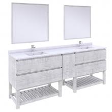 Fresca Bath FVN31-361236RWH-FS - Formosa 84'' Floor Standing Double Sink Modern Bathroom Vanity w/ Open Bottom & Mirr