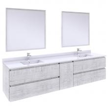 Fresca Bath FVN31-361236RWH - Fresca Formosa 84'' Wall Hung Double Sink Modern Bathroom Vanity w/ Mirrors in Rustic Wh