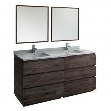 Fresca Bath FVN31-3636ACA-FC - Fresca Formosa 72'' Floor Standing Double Sink Modern Bathroom Vanity w/ Mirrors in Acac