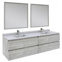 Fresca Bath FVN31-3636ASH - Formosa 72'' Wall Hung Double Sink Modern Bathroom Vanity w/ Mirrors in Ash