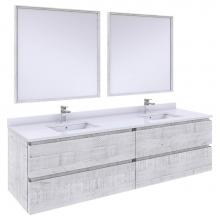 Fresca Bath FVN31-3636RWH - Fresca Formosa 72'' Wall Hung Double Sink Modern Bathroom Vanity w/ Mirrors in Rustic Wh