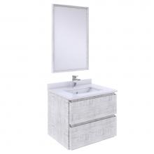 Fresca Bath FVN3124RWH - Formosa 24'' Wall Hung Modern Bathroom Vanity w/ Mirror in Rustic White