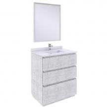 Fresca Bath FVN3130RWH-FC - Fresca Formosa 30'' Floor Standing Modern Bathroom Vanity w/ Mirror in Rustic White