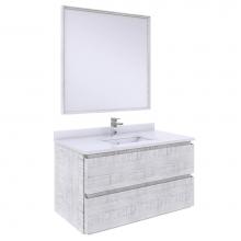 Fresca Bath FVN3136RWH - Fresca Formosa 36'' Wall Hung Modern Bathroom Vanity w/ Mirror in Rustic White