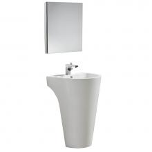 Fresca Bath FVN5023WH - Fresca Parma 24'' White Pedestal Sink w/ Medicine Cabinet - Modern Bathroom Vanity