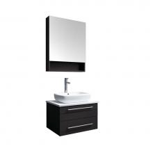 Fresca Bath FVN6124ES-VSL - Fresca Lucera 24'' Espresso Wall Hung Vessel Sink Modern Bathroom Vanity w/ Medicine Cab