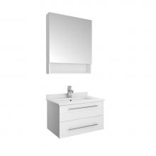 Fresca Bath FVN6124WH-UNS - Fresca Lucera 24'' White Wall Hung Undermount Sink Modern Bathroom Vanity w/ Medicine Ca