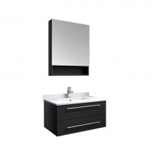 Fresca Bath FVN6130ES-UNS - Fresca Lucera 30'' Espresso Wall Hung Undermount Sink Modern Bathroom Vanity w/ Medicine