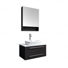 Fresca Bath FVN6130ES-VSL - Fresca Lucera 30'' Espresso Wall Hung Vessel Sink Modern Bathroom Vanity w/ Medicine Cab