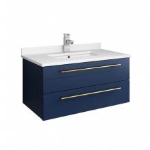 Fresca Bath FVN6130RBL-UNS - Fresca Lucera 30'' Blue Wall Hung Undermount Sink Modern Bathroom Vanity w/ Medicine Cab