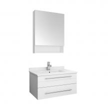 Fresca Bath FVN6130WH-UNS - Fresca Lucera 30'' White Wall Hung Undermount Sink Modern Bathroom Vanity w/ Medicine Ca