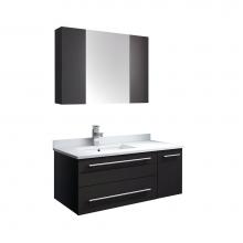 Fresca Bath FVN6136ES-UNS-L - Fresca Lucera 36'' Espresso Wall Hung Undermount Sink Modern Bathroom Vanity w/ Medicine