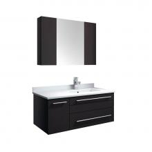 Fresca Bath FVN6136ES-UNS-R - Fresca Lucera 36'' Espresso Wall Hung Undermount Sink Modern Bathroom Vanity w/ Medicine