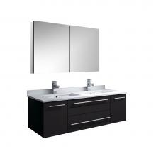 Fresca Bath FVN6148ES-UNS-D - Fresca Lucera 48'' Espresso Wall Hung Double Undermount Sink Modern Bathroom Vanity w/ M