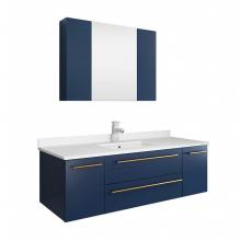 Fresca Bath FVN6148RBL-UNS - Fresca Lucera 48'' Blue Wall Hung Undermount Sink Modern Bathroom Vanity w/ Medicine Cab