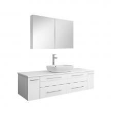 Fresca Bath FVN6160WH-VSL - Fresca Lucera 60'' White Wall Hung Single Vessel Sink Modern Bathroom Vanity w/ Medicine