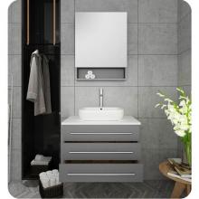 Fresca Bath FVN6183GR-VSL - Fresca FVN6183GR-VSL Modello 32'' Gray Wall Hung Modern Bathroom Vanity with Medicine Ca