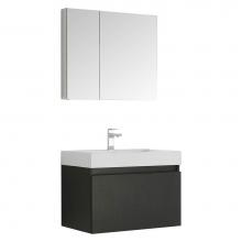 Fresca Bath FVN8007BW - Fresca Mezzo 30'' Black Wall Hung Modern Bathroom Vanity w/ Medicine Cabinet