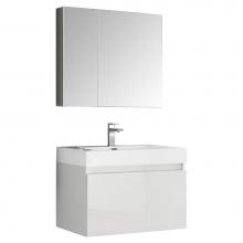 Fresca Bath FVN8007WH - Fresca Mezzo 30'' White Wall Hung Modern Bathroom Vanity w/ Medicine Cabinet