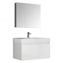 Fresca Bath FVN8008WH - Fresca Mezzo 36'' White Wall Hung Modern Bathroom Vanity w/ Medicine Cabinet