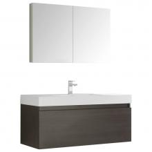 Fresca Bath FVN8011GO - Fresca Mezzo 48'' Gray Oak Wall Hung Modern Bathroom Vanity w/ Medicine Cabinet