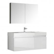 Fresca Bath FVN8011WH - Fresca Mezzo 48'' White Wall Hung Modern Bathroom Vanity w/ Medicine Cabinet