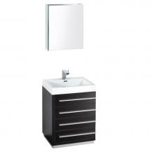 Fresca Bath FVN8024BW - Fresca Livello 24'' Black Modern Bathroom Vanity w/ Medicine Cabinet