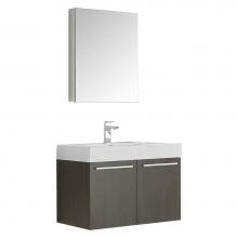 Fresca Bath FVN8089GO - Fresca Vista 30'' Gray Oak Wall Hung Modern Bathroom Vanity w/ Medicine Cabinet