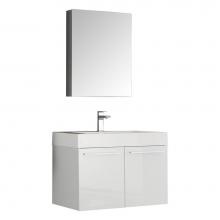 Fresca Bath FVN8089WH - Fresca Vista 30'' White Wall Hung Modern Bathroom Vanity w/ Medicine Cabinet