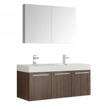 Fresca Bath FVN8092GW-D - Fresca Vista 48'' Walnut Wall Hung Double Sink Modern Bathroom Vanity w/ Medicine Cabine