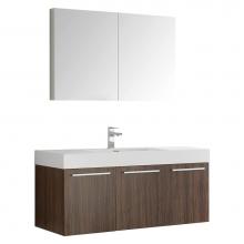 Fresca Bath FVN8092GW - Fresca Vista 48'' Walnut Wall Hung Modern Bathroom Vanity w/ Medicine Cabinet