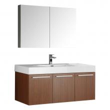 Fresca Bath FVN8092TK - Fresca Vista 48'' Teak Wall Hung Modern Bathroom Vanity w/ Medicine Cabinet