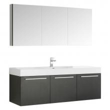 Fresca Bath FVN8093BW - Fresca Vista 60'' Black Wall Hung Single Sink Modern Bathroom Vanity w/ Medicine Cabinet