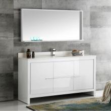 Fresca Bath FVN8119WH-S - Fresca Allier 60'' White Modern Single Sink Bathroom Vanity w/ Mirror