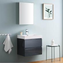 Fresca Bath FVN8324GG - Fresca Valencia 24'' Dark Slate Gray Wall Hung Modern Bathroom Vanity w/ Medicine Cabine