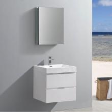 Fresca Bath FVN8324WH - Fresca Valencia 24'' Glossy White Wall Hung Modern Bathroom Vanity w/ Medicine Cabinet