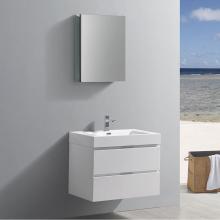 Fresca Bath FVN8330WH - Fresca Valencia 30'' Glossy White Wall Hung Modern Bathroom Vanity w/ Medicine Cabinet