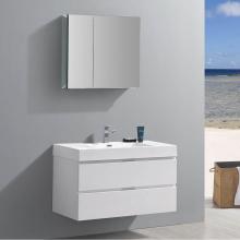 Fresca Bath FVN8342WH - Fresca Valencia 40'' Glossy White Wall Hung Modern Bathroom Vanity w/ Medicine Cabinet